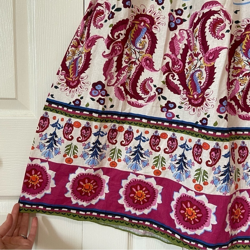 Caroline Constas NWT Linen Floral Printed Long Midi Skirt Size XS - Picture 9 of 15